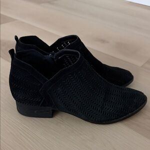 Vince Camuto Black Perforated Suede Ankle Booties